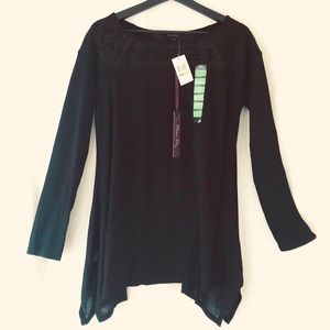 OLIVIA SKY NWT Black Sheer Sweater  w/ Lace